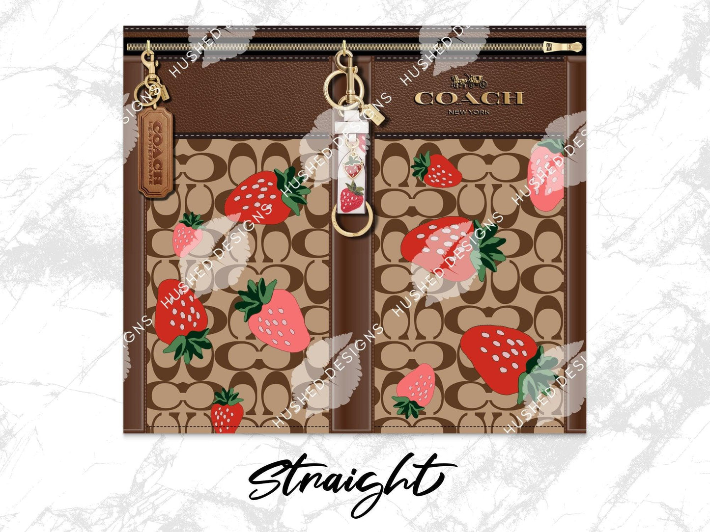 NY Coach Brown Monogram with Strawberries Plain - Hushed Designs