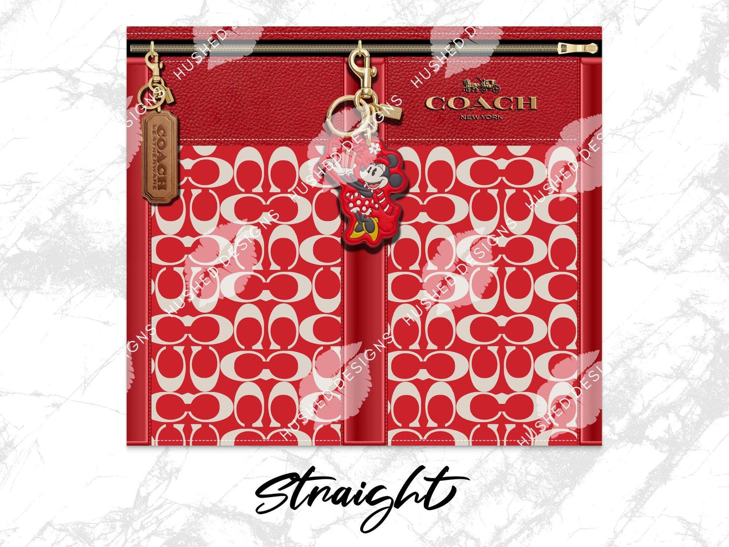 NY Coach Red Monogram with Minnie Key Chain Plain - Hushed Designs