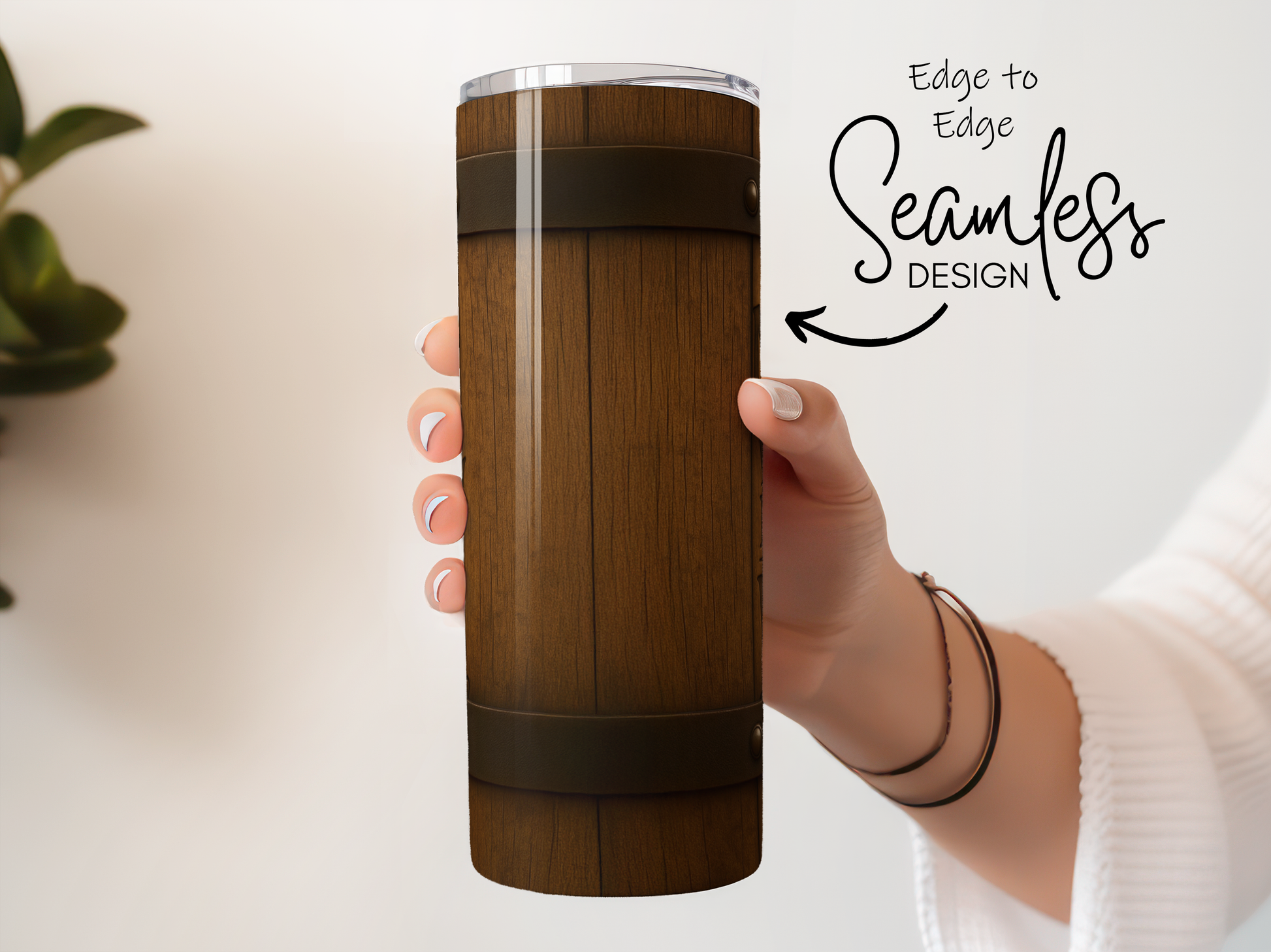 Seamless Wood Design Insulated Travel Mug, Stainless Steel Coffee Tumbler, Eco-Friendly Beverage Holder, Unique Gift Idea