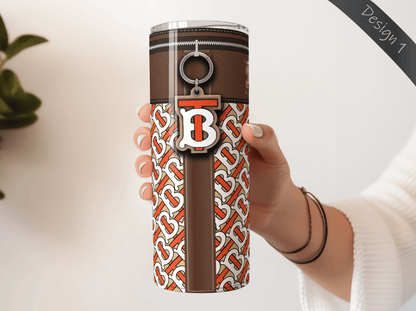 Burberry Orange and White Monogram Lunch Tote and Tumbler Set - Hushed Designs