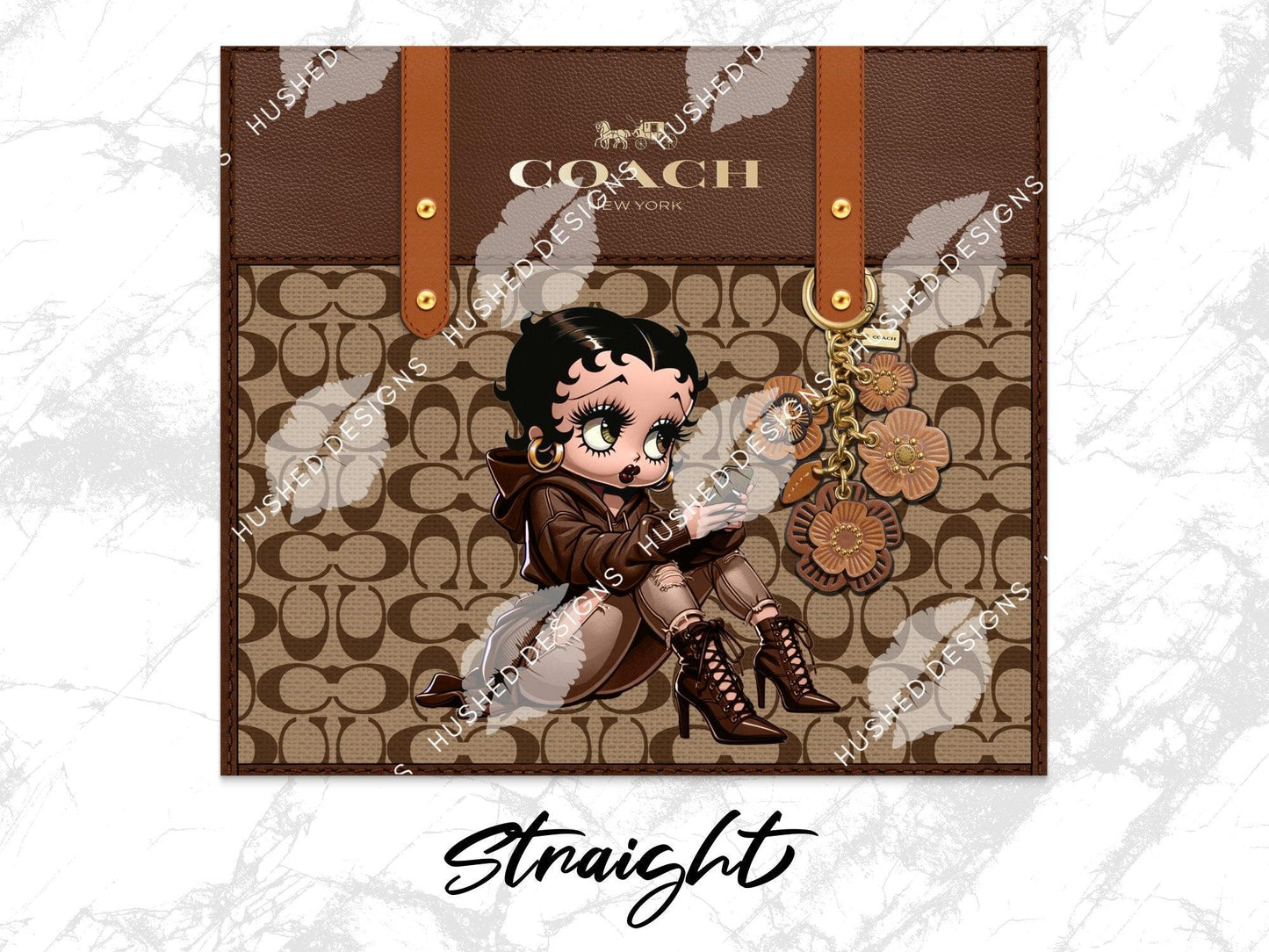 NY Coach Brown Monogram with Betty Boop Fabric Texture - Hushed Designs