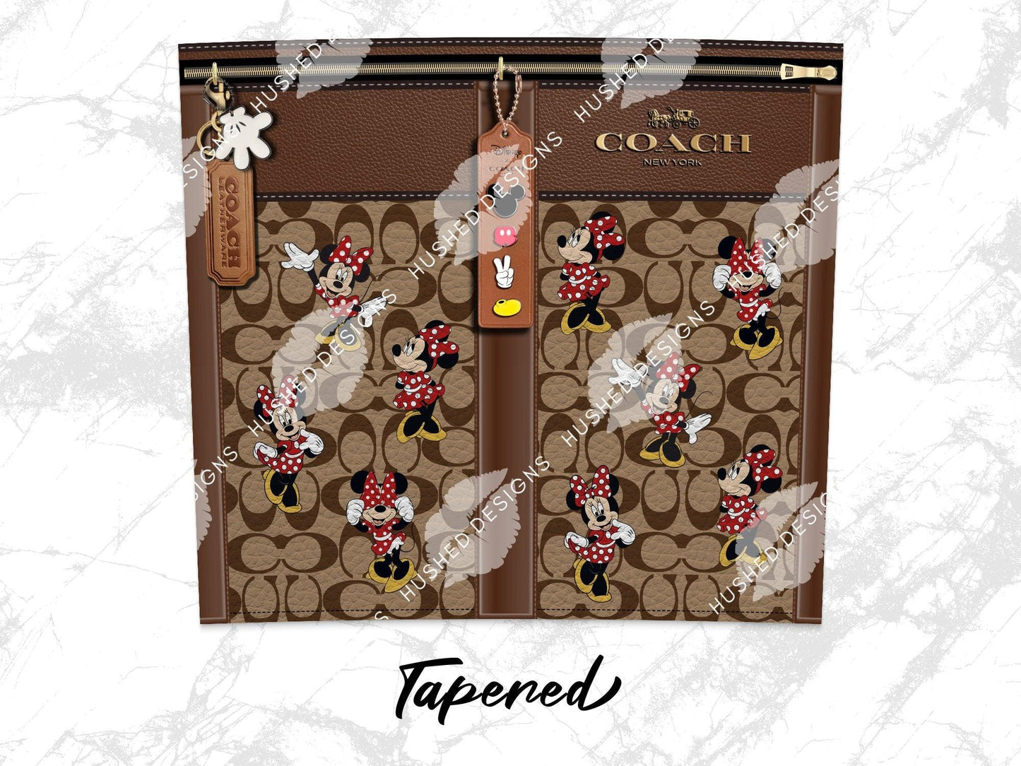 NY Coach Brown Monogram with Minnie Leather Texture - Hushed Designs