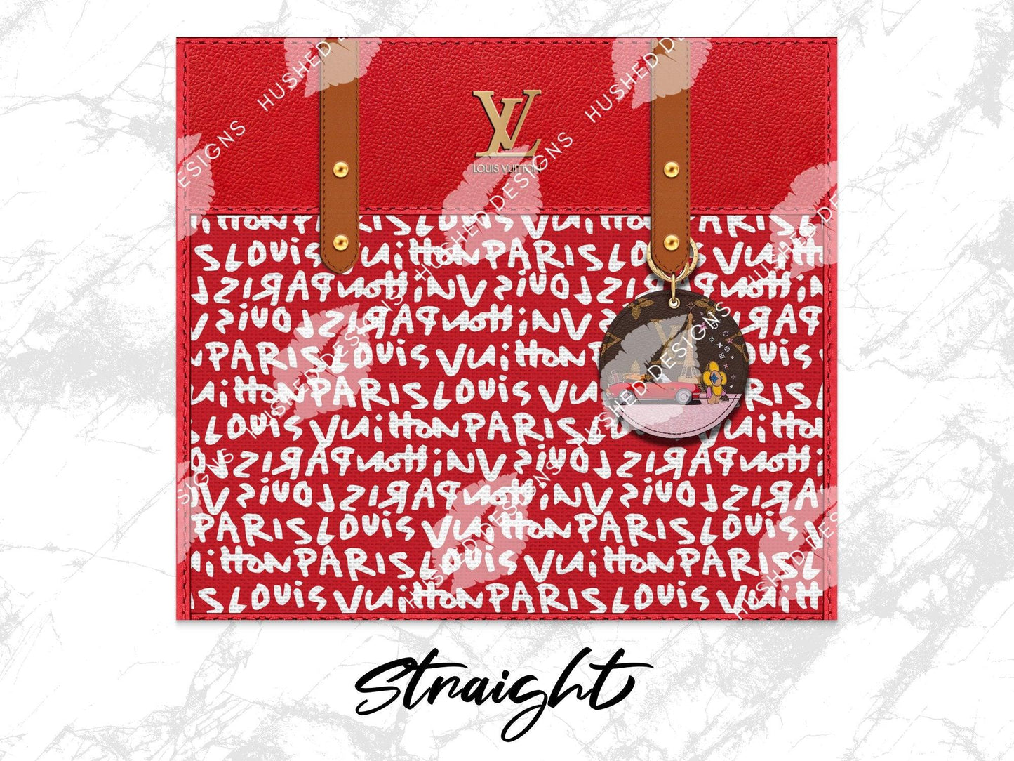 LV Red Graffiti Monogram Fabric Texture - Hushed Designs