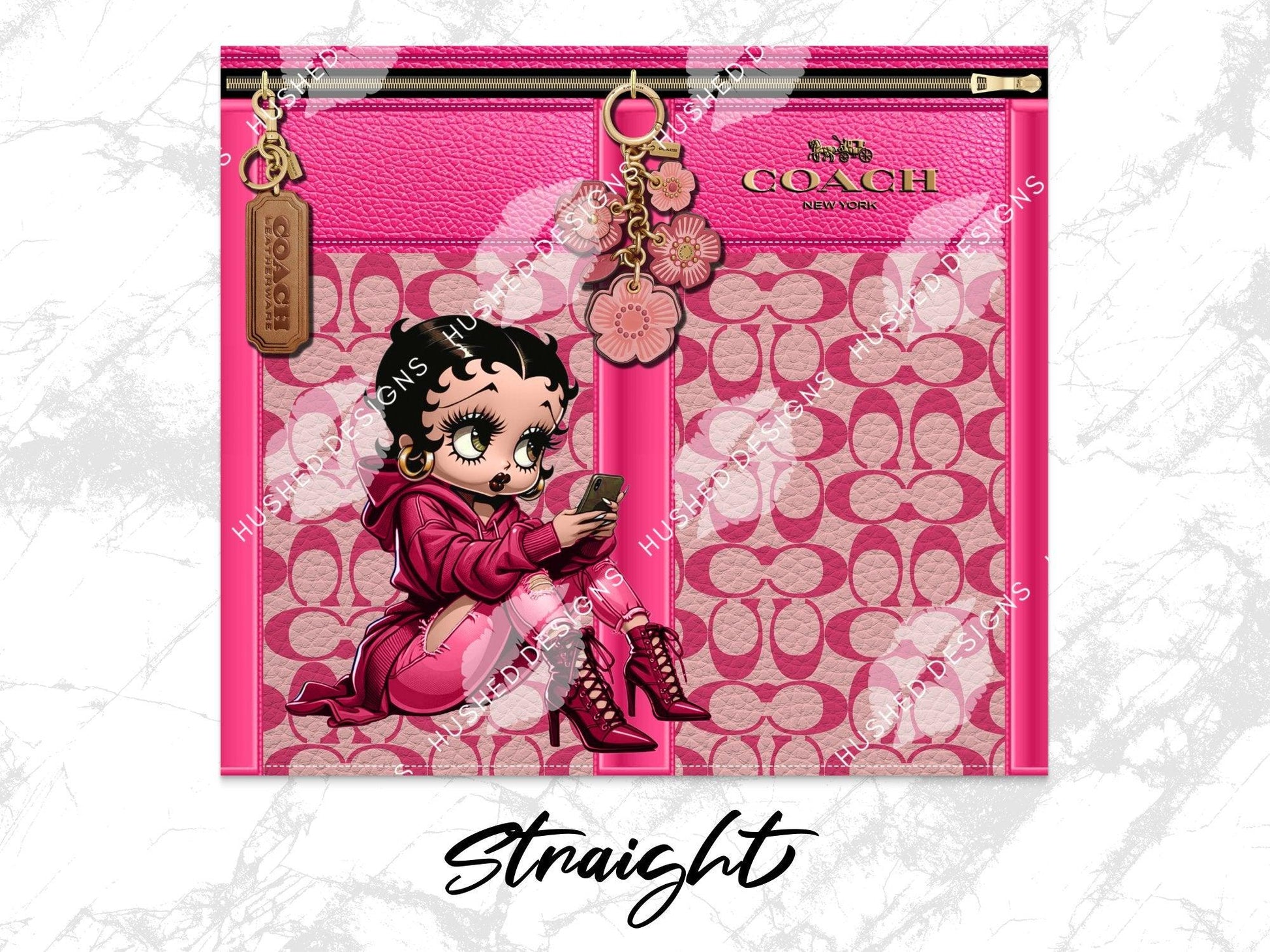 NY Coach Pink Monogram with Betty Boop Leather Texture - Hushed Designs