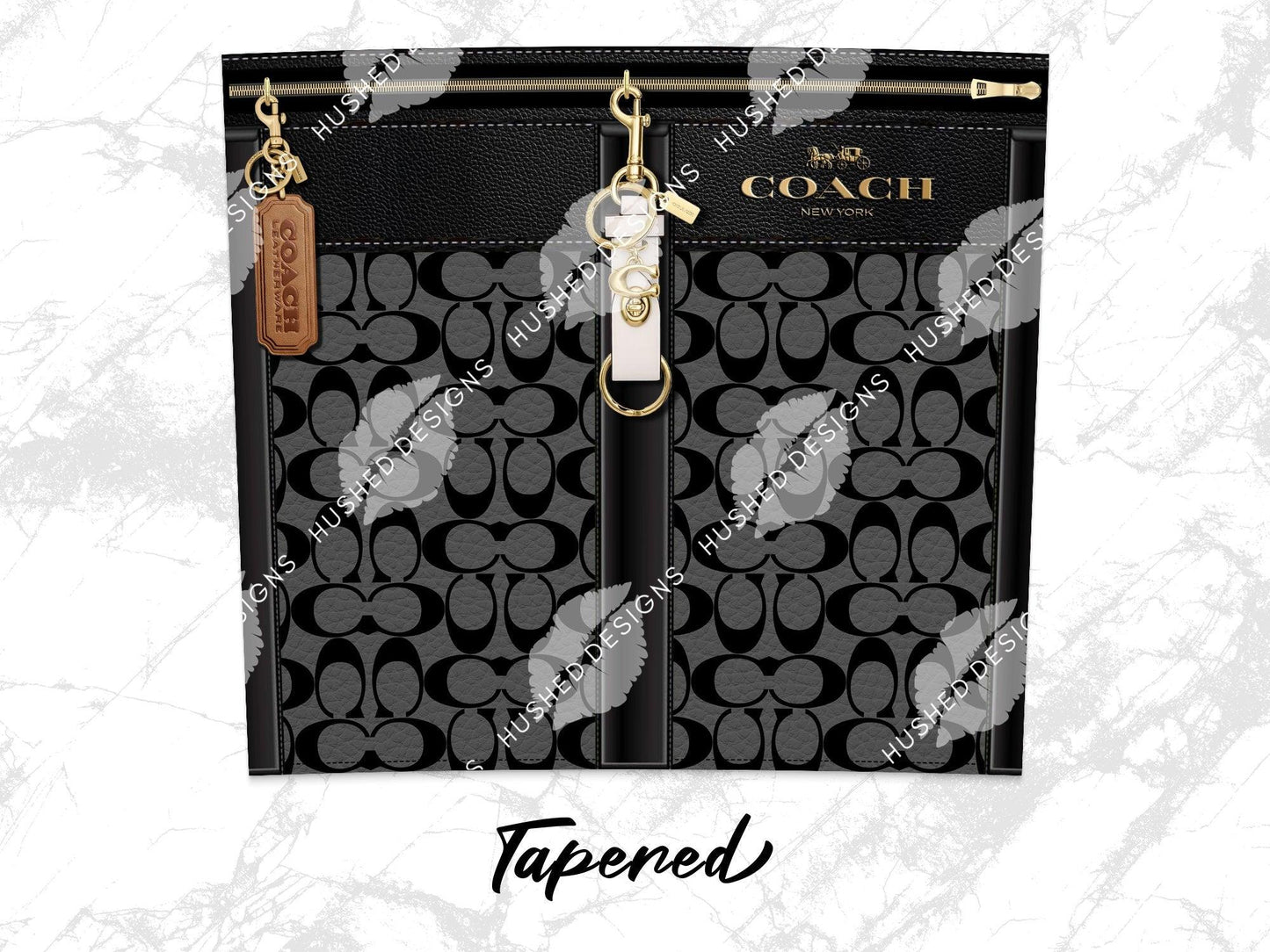 NY Coach Black and Grey Monogram Leather Texture - Hushed Designs