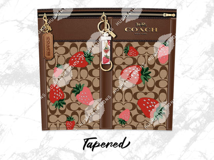 NY Coach Brown Monogram with Strawberries Fabric Texture - Hushed Designs