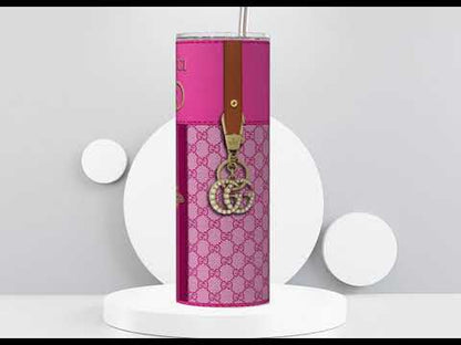 Gucci Pink Monogram with Brown Strap Fabric Texture