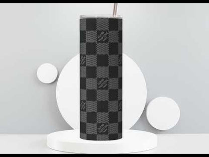 LV Grey Checkered Lunch Tote and Tumbler Set