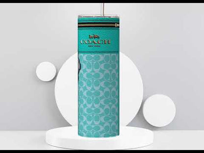 NY Coach Turquoise Monogram Leather Texture