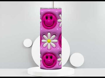 Smiley Face Pink 3D Puff