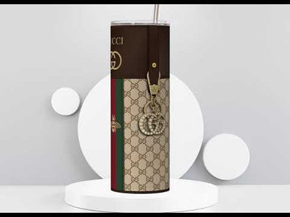 Gucci Dark Brown Monogram Lunch Tote and Tumbler Set Plain