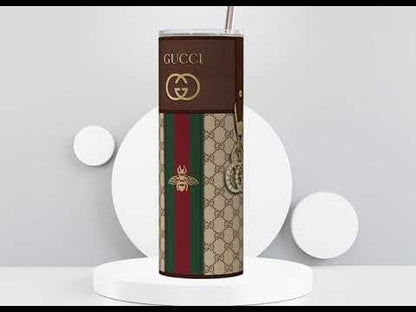 Gucci Brown Monogram Lunch Tote and Tumbler Set Plain