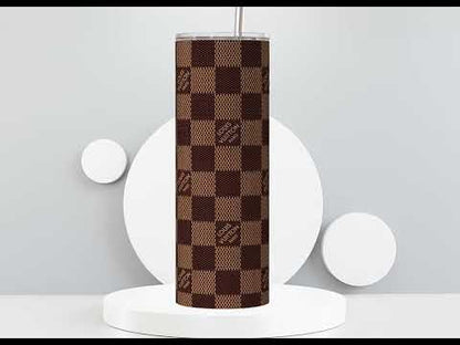 LV Brown Checkered Lunch Tote and Tumbler Set