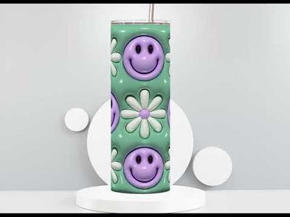Smiley Face Pastel Green 3D Puff