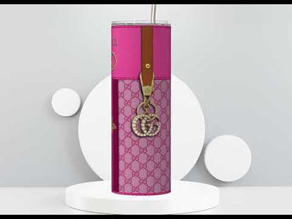 Gucci Pink Monogram with Brown Strap Leather Texture