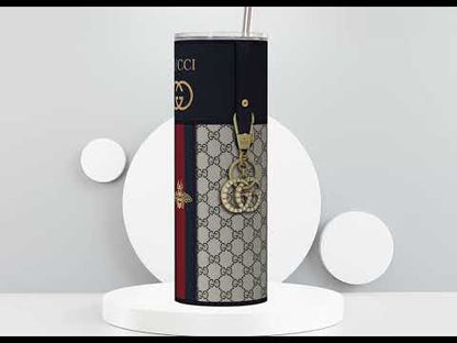 Gucci Navy Blue Monogram Lunch Tote and Tumbler Set Plain