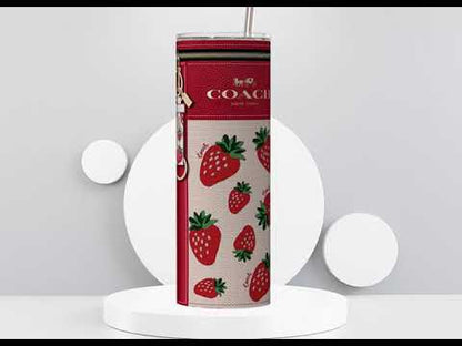 NY Coach Red Strawberry Fabric Texture