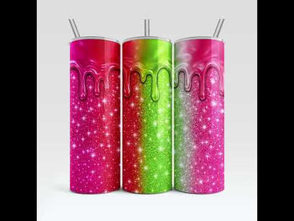 Glitter Drip Tumbler Wraps Bundle 20oz | 21 Color Sublimation PNGs (Digital Download)